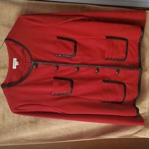 Joan Rivers ponte knit jacket with faux leather trim